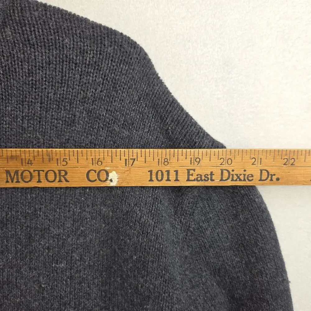 Vtg Gap Sweater Mens Large Gray 100% Lambs Wool Cotton 1/4 Zip Turtle Neck Hike